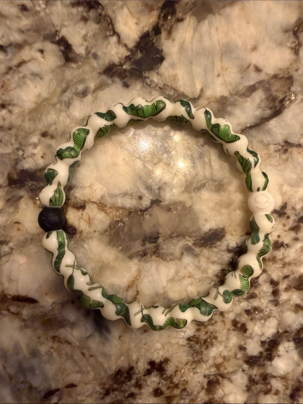 Lokai White Bracelet with Green Wave Accents